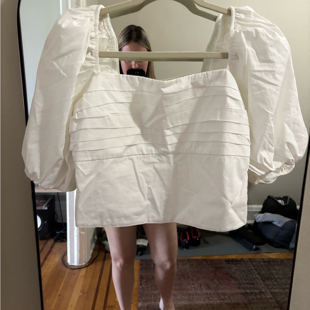 Abercrombie & Fitch Cream Smocked Top